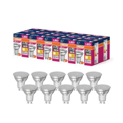 Abbildung von OSRAM LED Star Value PAR16 Lampe für GU10 Sockel, Reflektor Lampe, GL, 620 Lumen, warmweiß (3000K), Ersatz herkömmliche 49W Glühbirnen, nicht dimmbar, 10er Pack