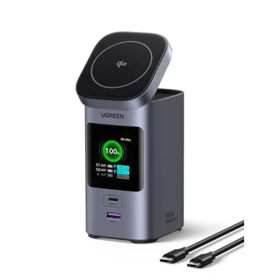 Abbildung von UGREEN Nexode Power Bank 20000mAh 145W Max, mit Qi2 zertifizert,15W Kabellose Schnellladung, 2C1A TFT Display, Kompatibel iPhone 16 Pro Max/Pro/16/15, MacBook und mehr