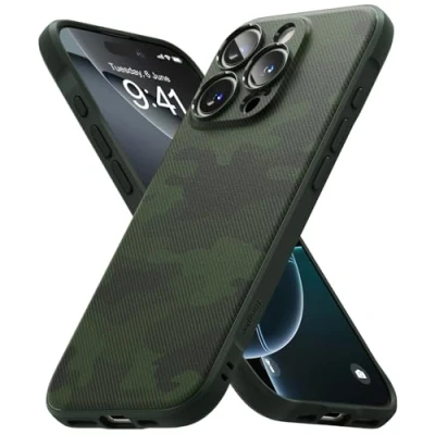 Abbildung von Ringke Onyx Case Kompatibel mit iPhone 16 Pro Max Hülle, [Fester Griff] Tarnmuster Design rutschfest Schlankes Slim Fit Einzigartige Textur TPU Robuste Stoßfeste Anti Kratzer Handyhülle Camo Green