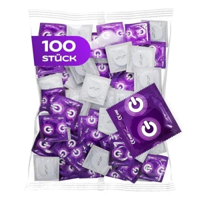 Abbildung von ON) Kondome XX Large I 57 mm Breite 100 Stück Packung Premium extra groß dünne 0,07 Wandstärke vegan für Männer Condoms for men