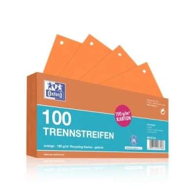 Abbildung von Oxford Trennstreifen, aus Karton, gelocht, 190 g/m², orange, 100 Stück