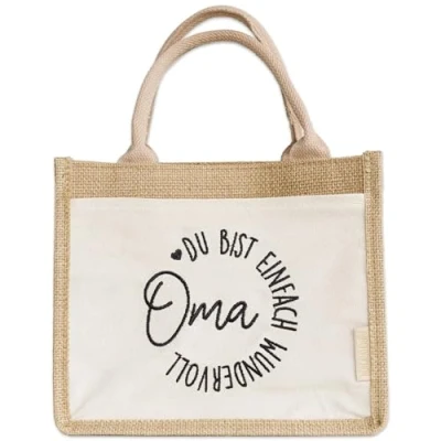 Abbildung von Papierdrachen Wundervolles Geschenk für die Oma praktische Jutetasche Liebevolles Design mit dem Schriftzug &#039;Oma, du bist wundervoll&#039; Set 02