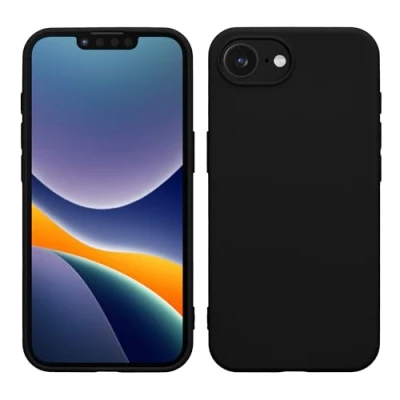 Abbildung von kwmobile Hülle kompatibel mit Apple iPhone 16e weiches TPU Silikon Case Cover geeignet für kabelloses Laden Schwarz matt