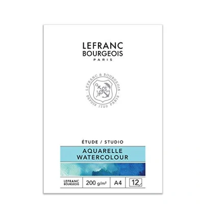Abbildung von Lefranc Bourgeois 301342 Studio Aquarellmalblock 12 Blatt A4, 200 g/m², kaltgepresstes Papier in Naturweiß zum Malen mit Aquarellfarben, Acrylfarben &amp; Gouache