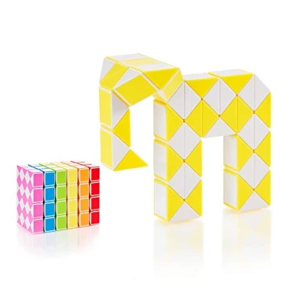 Abbildung von CUBIDI® Original Magic Snake 48 Blöcke Gelb Knobelspiele für Kinder und Erwachsene Ideal als Mitgebsel Kindergeburtstag, Kindergeburtstag Gastgeschenke oder kleine Geschenke