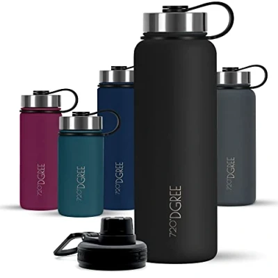 Abbildung von 720DGREE Edelstahl Trinkflasche Kinder 530ml “noLimit Auslaufsicher, für Kohlensäure, BPA Frei Thermosflasche, Isolierflasche mit Schraubverschluss Schule, Sport, Fahrrad +Gratis Sportdeckel