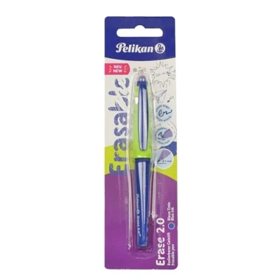 Abbildung von Pelikan Erase 2.0 radierbarer ergonomischer Tintenroller Blaue Tinte für Rechts und Linkshänder unverformbare M Spitze Mine inklusive Nachfüllbar