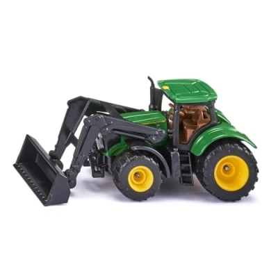 Abbildung von siku 1395, John Deere Traktor mit Frontlader, Grün, Metall/Kunststoff, Bereifung aus Gummi, Beweglicher Frontlader