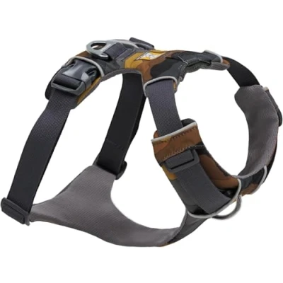 Abbildung von Ruffwear Front Range Hundegeschirr, reflektierendes Y Geschirr, verstellbares, bequem gepolstertes Alltagsgeschirr für Spaziergänge und Hunderennen, 2 Leinenbefestigungen, Moonlight Mountains M
