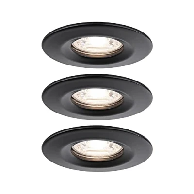 Abbildung von Paulmann 93084 Nova Mini LED Einbauleuchte Basisset starr 66mm 3x310lm incl. 3x4 Watt Einbaustrahler 2700 K Coin, Schwarz