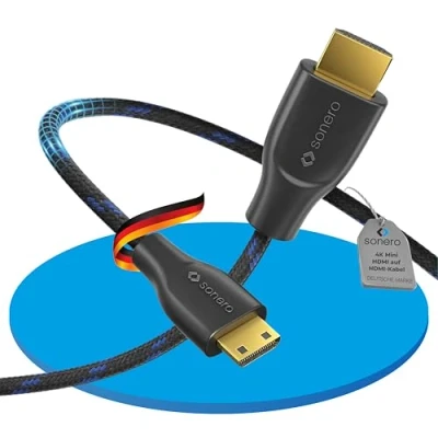 Abbildung von Sonero® 4K Mini HDMI auf Kabel, Premium High Speed, 60Hz, Stecker Stecker, vergoldete Kontakte, zweifache Abschirmung, Baumwollmantel, 2,00m