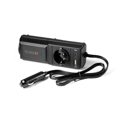Abbildung von Technaxx TE21 Wechselrichter 200W Spannungswandler für AC Netzspannung zum Anschluss verschiedenster elektronischer Geräte, wie z.B. Tablets, Smartphones, Laptops, Spielkonsolen, Fernseher, DVD etc