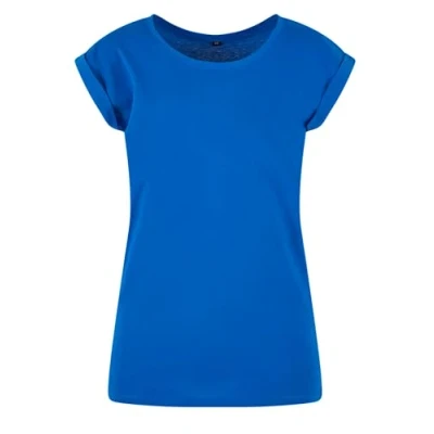 Abbildung von Build Your Brand Damen T Shirt Ladies Extended Shoulder Tee, lang geschnittenes für Frauen, Baumwolle, Bright Blue, S