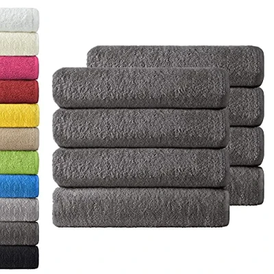 Abbildung von NatureMark 8er Spar Pack Frottier Handtücher, Handtuch Set, 50 x 100 cm, Anthrazit grau, 100% Baumwolle