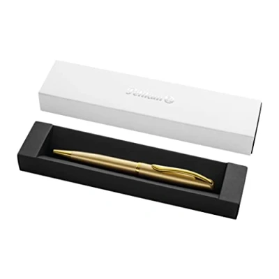 Abbildung von Pelikan Kugelschreiber Jazz Noble, Gold, für Rechtshänder und Linkshänder, eleganter Metall im Geschenketui, 821766