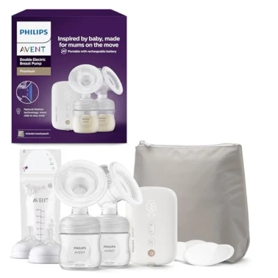 Abbildung von Elektronische Philips Avent Doppelmilchpumpe Premium mit Natural Motion Technologie, wiederaufladbarem Akku, Timer Anzeige (Modell SCF398/31)