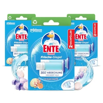 Abbildung von WC Ente Frische Siegel Nachfüller, körbchenloser Reiniger, 3 x 12 Gel Steine, Marine Duft, 3er Pack (3 72 ml)
