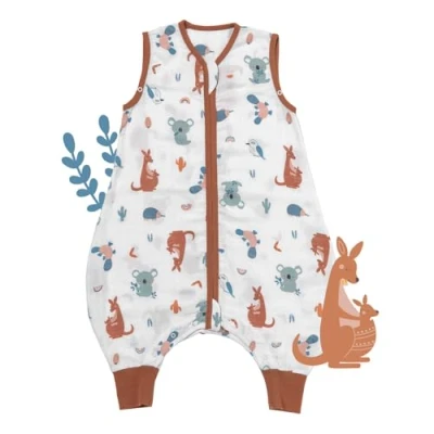 Abbildung von schlummersack Baby Schlafsack mit Füßen Sommer 0.5 Tog 90 cm dünn Bambus Musselin Känguru Beinen ungefüttert für eine Körpergröße von 100cm