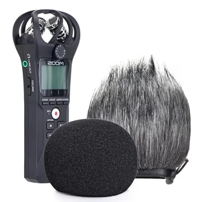 Abbildung von YOUSHARES Zoom H1n Recorder Foam &amp; Furry Indoor/Outdoor Windscreen Muff Windschutz und schaumstoff für H1 Handlicher Tragbarer Digitaler Rekorder