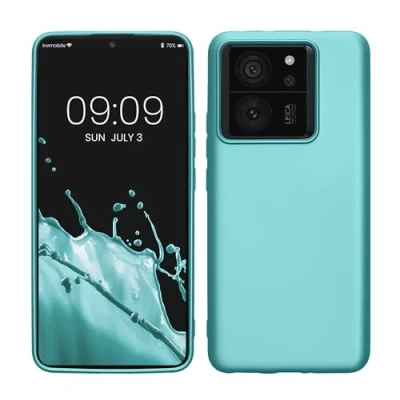 Abbildung von kwmobile Case kompatibel mit Xiaomi 13T / Pro Hülle Schutzhülle aus Silikon metallisch schimmernd Handyhülle Metallic Mintgrün