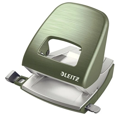Abbildung von Leitz Büro Locher aus Metall, Für 30 Blatt, Anschlagschiene mit Formatangaben, Ergonomisches Design, Seladon grün, Style Serie, 50060053