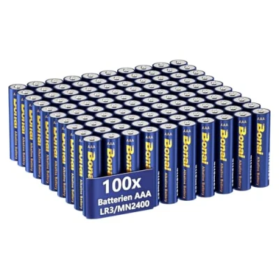 Abbildung von BONAI Longlife Alkaline Batterien AAA (100 Stück) 1,5V Micro LR03 Alkalibatterien, leistungsstark, Ideal für Wecker, Fieberthermometer, Dekorative Lampen und andere Geräte mit Hohem Energiebedarf