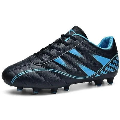 Abbildung von ASHION Fußballschuh Kinder Fussballschuhe Footballschuhe Outdoor Athletic Soccer Schuhe Z01,C Schwarz Blau,35 EU