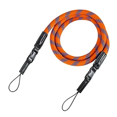 Abbildung von Hama Kameragurt mit Schnellverschluss (Tragegurt geflochten, Nackengurt 120 cm Länge, Nylon, Universal Schultergurt für Spiegelreflex, DSLR, Kompaktkamera und Systemkamera, Retro) orange/blau