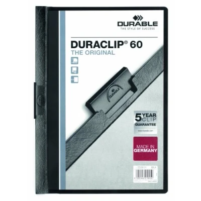 Abbildung von Durable Klemmmappe A4 (Duraclip Original 60, Hartfolie, bis 60 Blatt A4) 5 Stück, schwarz, 223801