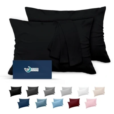 Abbildung von Kissenbezug 50x70 Schwarz 2er Set Mikrofaser Oeko TEX Zertifiziert Dreamzie Kopfkissenbezug Weich
