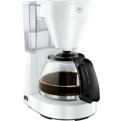 Abbildung von Melitta Easy Filterkaffeemaschine mit Glaskanne Tropfstopp 10 Tassen Weiß (1023 01)