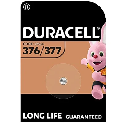 Abbildung von Duracell Specialty 377 Silberoxid Knopfzelle 1,55 V, 1er Packung (SR66 / SR626 V377 V376 SR626W SR626SW) entwickelt für die Verwendung in Uhren, Taschenrechnern und medizinischen Geräten