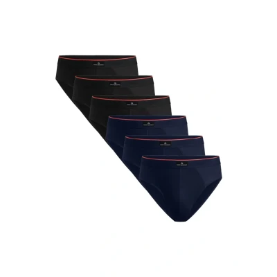 Abbildung von DANISH ENDURANCE 6er Pack Herren Slips, Klassischer Slip aus Baumwolle, Unterwäsche, Weich, Mit Stretch, Ohne Etikett Mehrfarbig (3xSchwarz/Rot, 3xNavy/Rot) L