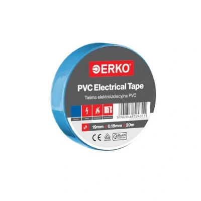 Abbildung von ERKO Isolierband Blau PVC 19mm x 20m Elektrische Leitungen Reparatur, Hochflexibel mit starker Klebekraft, Chemiebeständig, Polyvinyl Chlorid, Klebeband Universal