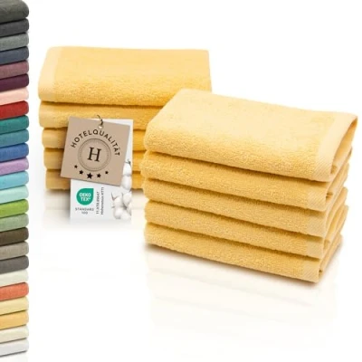 Abbildung von ZOLLNER 10er Set Seiftücher weiche und saugstarke Waschlappen waschbar bis 95C Baumwolle 30x30 cm in gelb