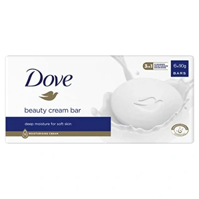 Abbildung von Dove Original mit ¼ Feuchtigkeitscreme Beauty Bar Seife für weichere, glattere, gesünder aussehende Haut, 6 x 90 g