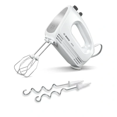 Abbildung von Bosch Hausgeräte Handrührer CleverMixx MFQ24200, 2 Rührbesen, spülmaschinengeeignet, 4 Stufen, leicht, leise, 400 W Weiß/Edelstahl