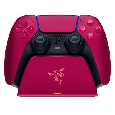 Abbildung von Razer Schnellladestation für PS5 Wireless Controller (Schnellladung , Gebogenes Schalen Design Einhändige Bedienung, Aufladen per USB) Cosmic Red