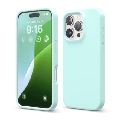 Abbildung von elago Premium Liquid Silikon Hülle Kompatibel mit iPhone 16 Pro Hülle, Ganzkörper Handyhülle, Stoßfest, Schlanke Kratzfester weicher Mikrofaser Innenfutter, 6.3 Zoll (Aqua Blau)