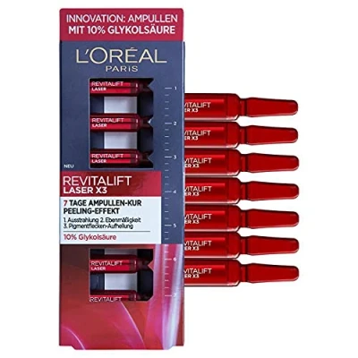 Abbildung von L&#039;Oréal Paris Ampullen, Revitalift Laser X3, Anti Aging Gesichtspflege mit Peeling Effekt, 7 Tage Kur, Glykolsäure, x 1,3 ml