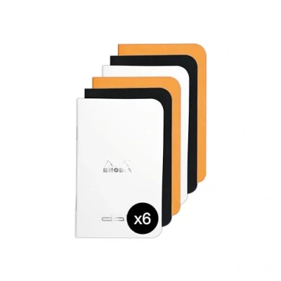 Abbildung von Rhodia 119156AMZC Ein Set mit 6 Notizbüchern 7,5 x 12 cm 48 Seiten 80 g/m² 3 Farben (Orange, Schwarz und Weiß)
