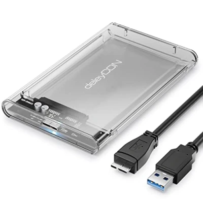 Abbildung von deleyCON SSD Festplattengehäuse USB 3.1 Gen. 1 für 2,5“ Zoll SATA 3 / HDD 7 mm 9,5 III Festplatten Externes Gehäuse UASP [Transparent]