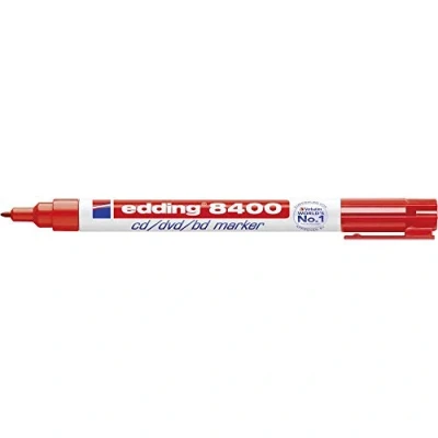 Abbildung von edding 8400 CD/DVD/BD Marker rot 1 Stift Rundspitze 0,5 mm für die dauerhafte Beschriftung von CDs, DVDs und Blu ray Discs