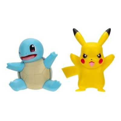 Abbildung von Pokémon PKW3586 Battle Figure Pack Pikachu und Schiggy, offizielle detaillierte Figuren, je 5 cm