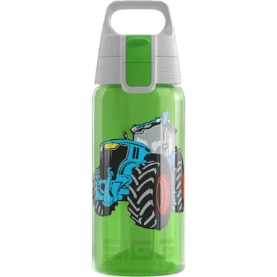 Abbildung von SIGG Trinkflasche Kinder Viva One Tractor Für Kohlensäurehaltige Getränke Geeignet Auslaufsicher Spülmaschinenfest BPA frei Sport &amp; Schule Grün mit Traktor 0,5L