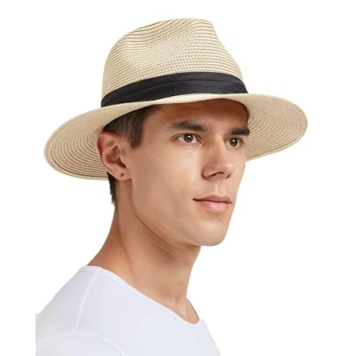 Abbildung von Zylioo XL/XXL Strohhut Herren Großen Kopf, Sommer Stroh Sonnenhut,Sonnenschutz UV Sommerhut Strandhut für Urlaub