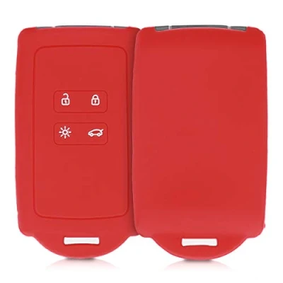 Abbildung von kwmobile Autoschlüssel Hülle kompatibel mit Renault 4 Tasten Smartkey (nur Keyless Go) Silikon Schutzhülle Schlüsselhülle Cover in Rot