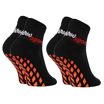 Abbildung von Rainbow Socks Jungen Mädchen Neon Sneaker Sport Stoppersocken 2 Paar Schwarz Größen 24 29