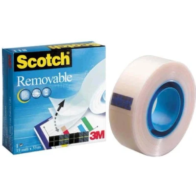 Abbildung von Scotch Removable Klebeband, 1 Rolle matt 19 mm x 32.9 m. wiederablösbar, unsichtbar, beschriftbar und schattenfrei kopierbar