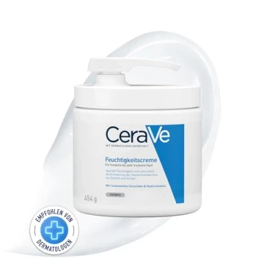 Abbildung von CeraVe Feuchtigkeitscreme für Körper und Gesicht, Mit Pumpspender, Creme trockene bis sehr Haut, Hyaluron 3 essenziellen Ceramiden, 454 g